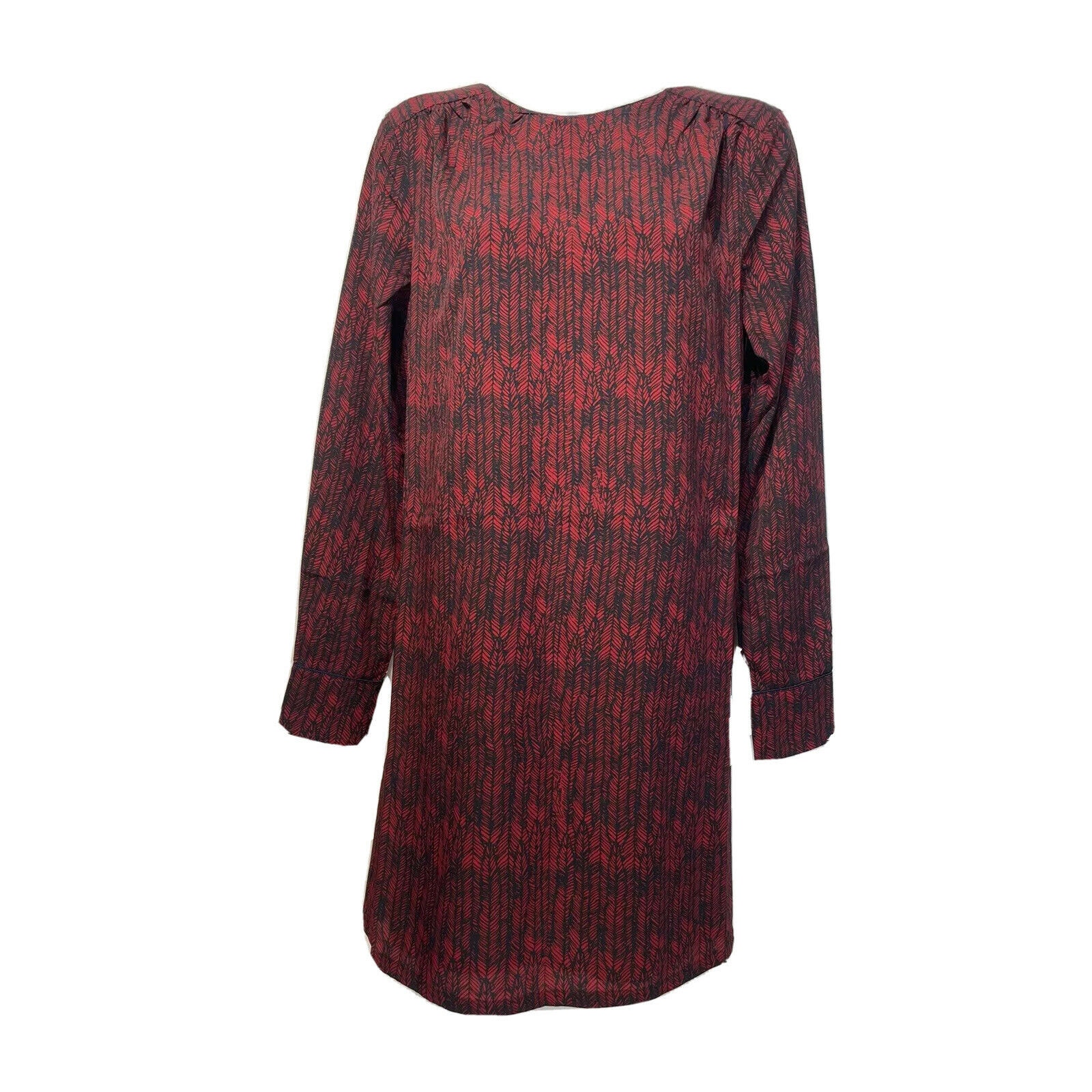 Frnch Red Blue Long Sleeve Sheath Dress Size S
